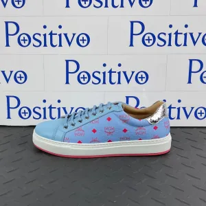 MCM Womens Blue Bell Leather Low Top Sneakers