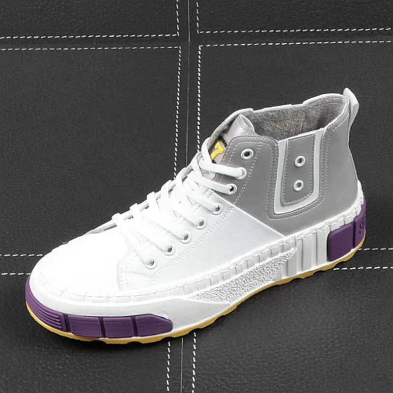 Men Fashion Causal Ankle Boots Winter Short Plush Warm High Top Sneakers Male Youth Trending Thick Bottom Shoes