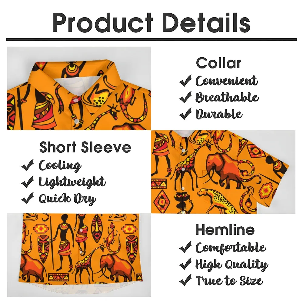 Men's African Nature Art Casual Short Sleeve Shirt 2403000919