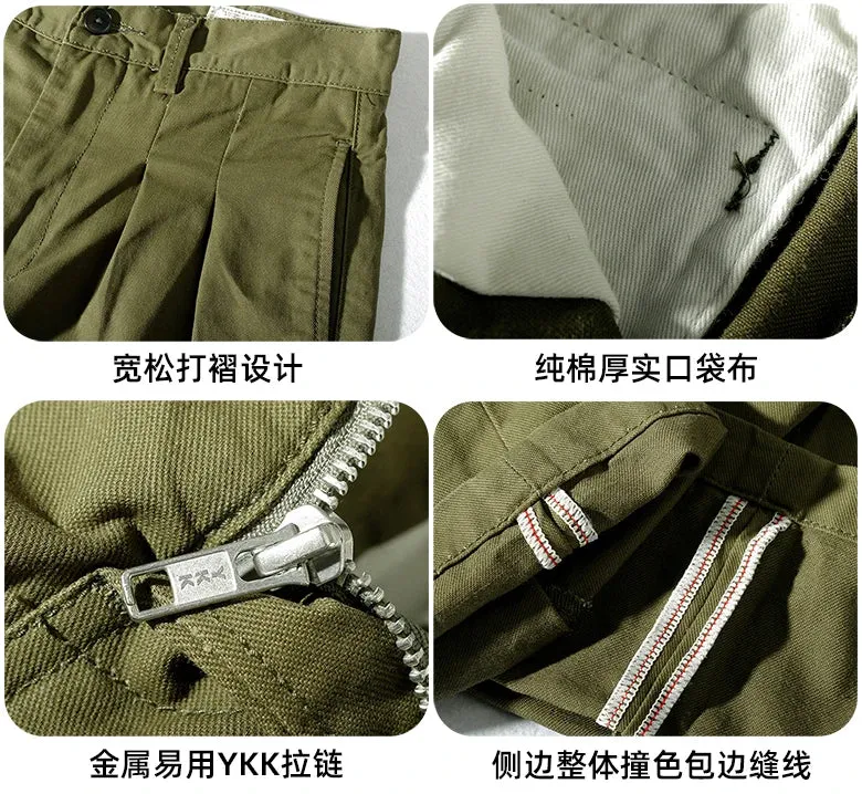 Men's American Style Retro Cotton Pants - Loose Tapered Straight Pencil Pants for Autumn/Winter