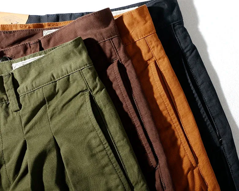 Men's American Style Retro Cotton Pants - Loose Tapered Straight Pencil Pants for Autumn/Winter