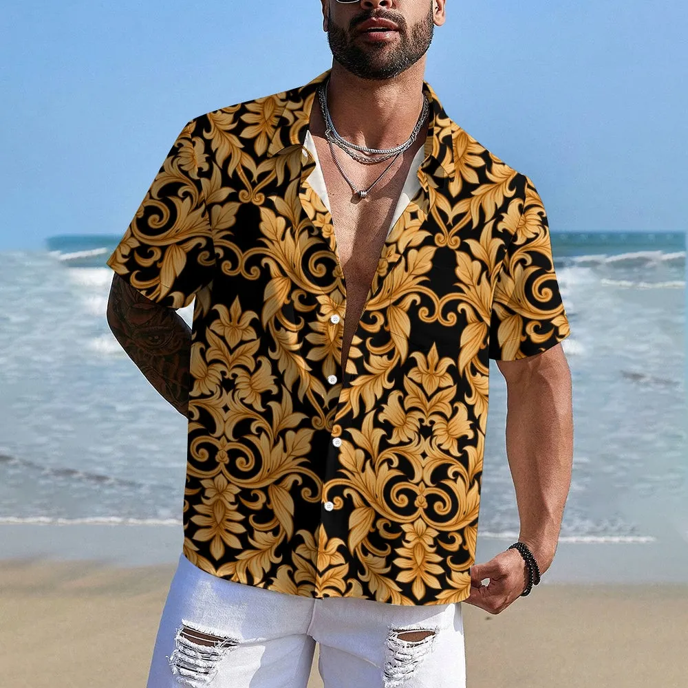 Men's Baroque Art Pattern Casual Short Sleeve Shirt 2403000245