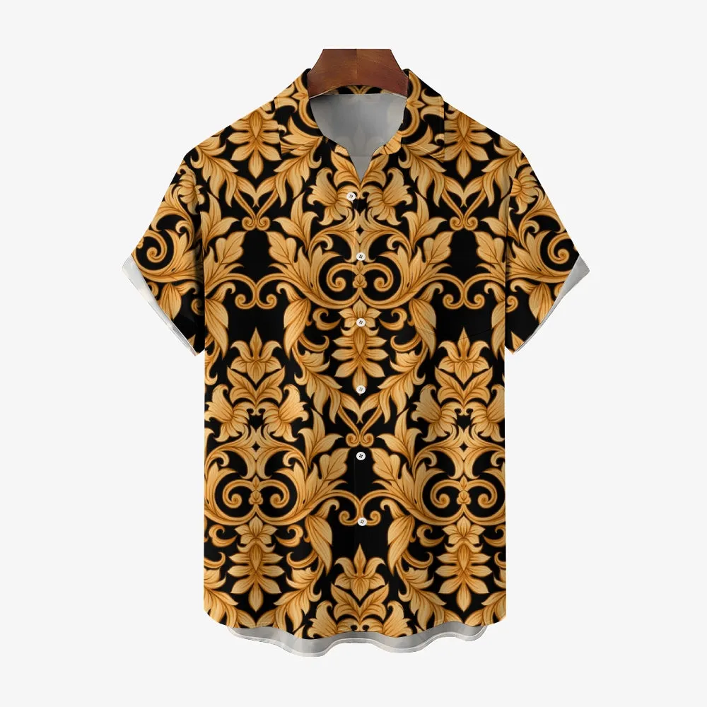 Men's Baroque Art Pattern Casual Short Sleeve Shirt 2403000245