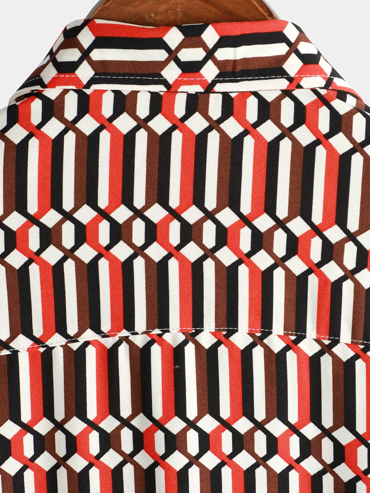 Men's Casual Retro Geometric Button Up Cool Short Sleeve Summer Shirt