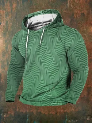 Men's Casual Retro Textured Print Hoodie