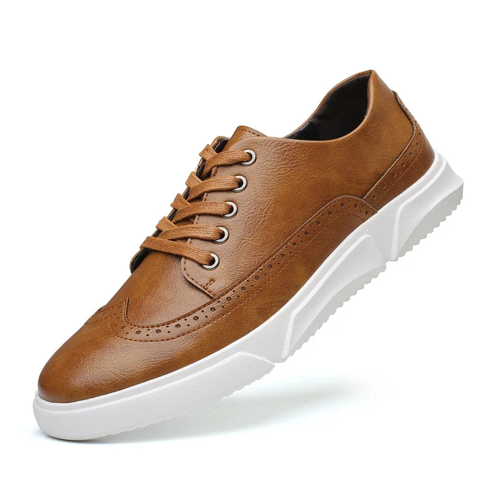 Men's Large Size Casual Shoes Lace-up Brock Retro Single Shoes