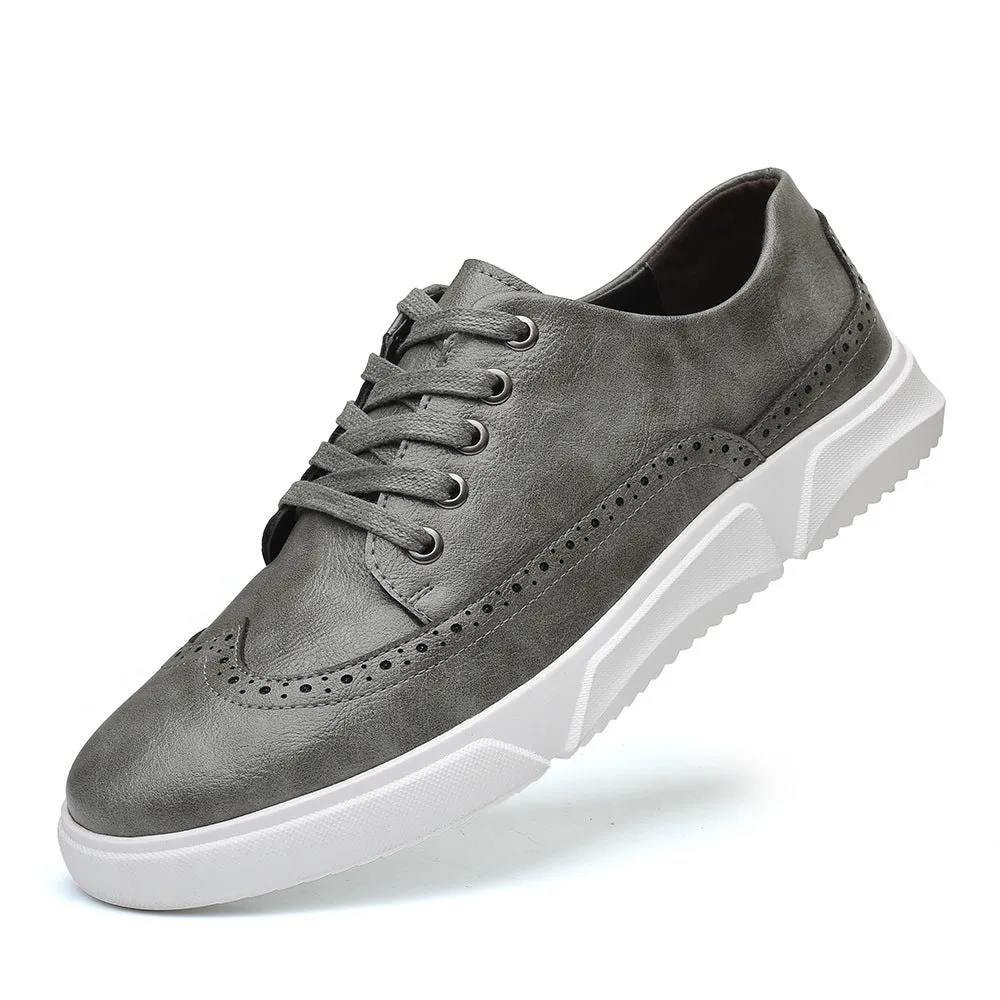 Men's Large Size Casual Shoes Lace-up Brock Retro Single Shoes