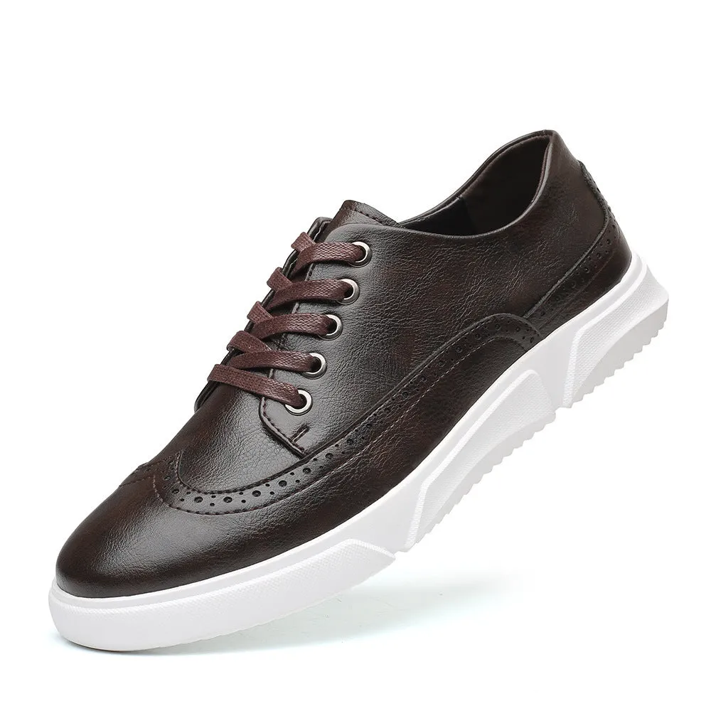 Men's Large Size Casual Shoes Lace-up Brock Retro Single Shoes