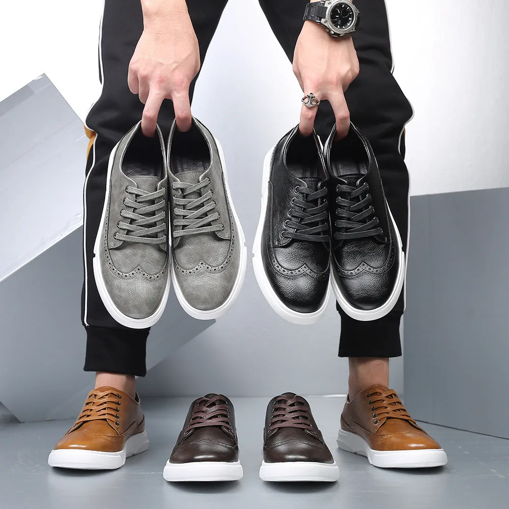 Men's Large Size Casual Shoes Lace-up Brock Retro Single Shoes