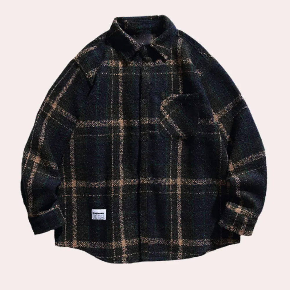 Men's Long Sleeve Vintage Plaid Casual Shirt