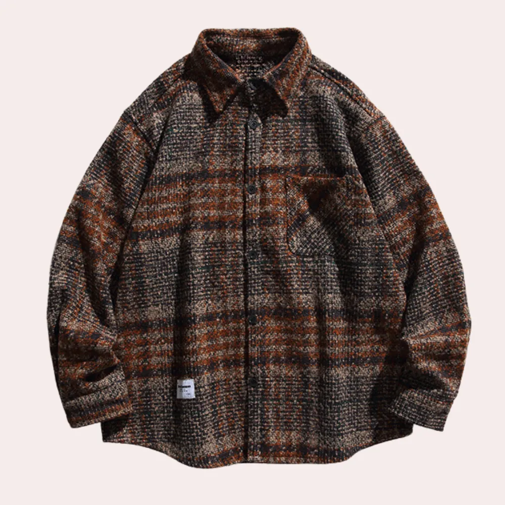 Men's Long Sleeve Vintage Plaid Casual Shirt