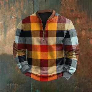 Men's Retro Colorblock Print Casual Sweatshirt