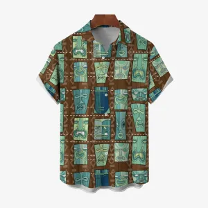 Men's TIKI Art Casual Short Sleeve Shirt 2403000911