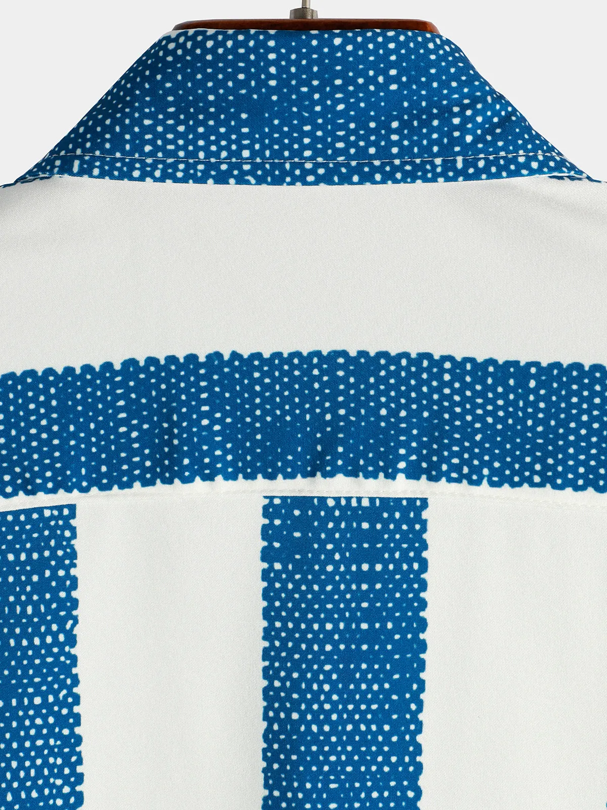Men's Vintage Blue  Vertical Striped Casual Short Sleeve Shirt