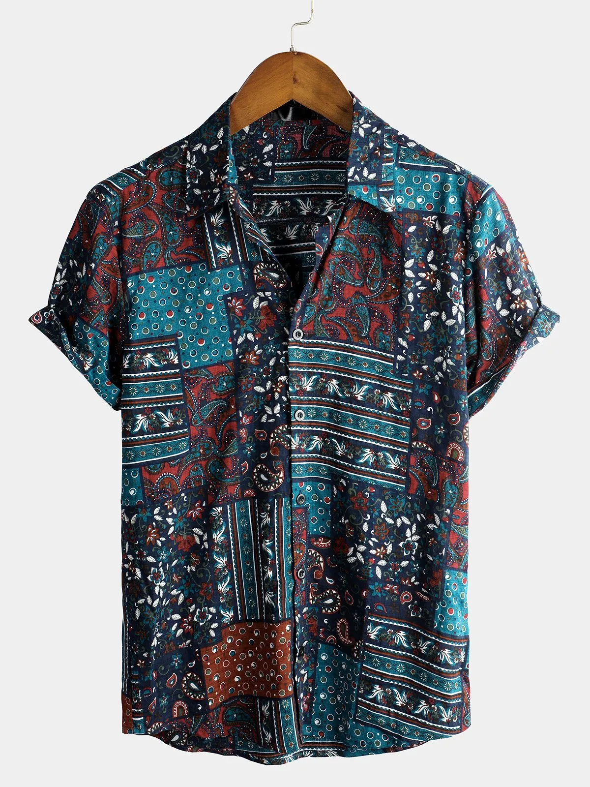 Men's Vintage Cotton Casual Short Sleeve Shirt
