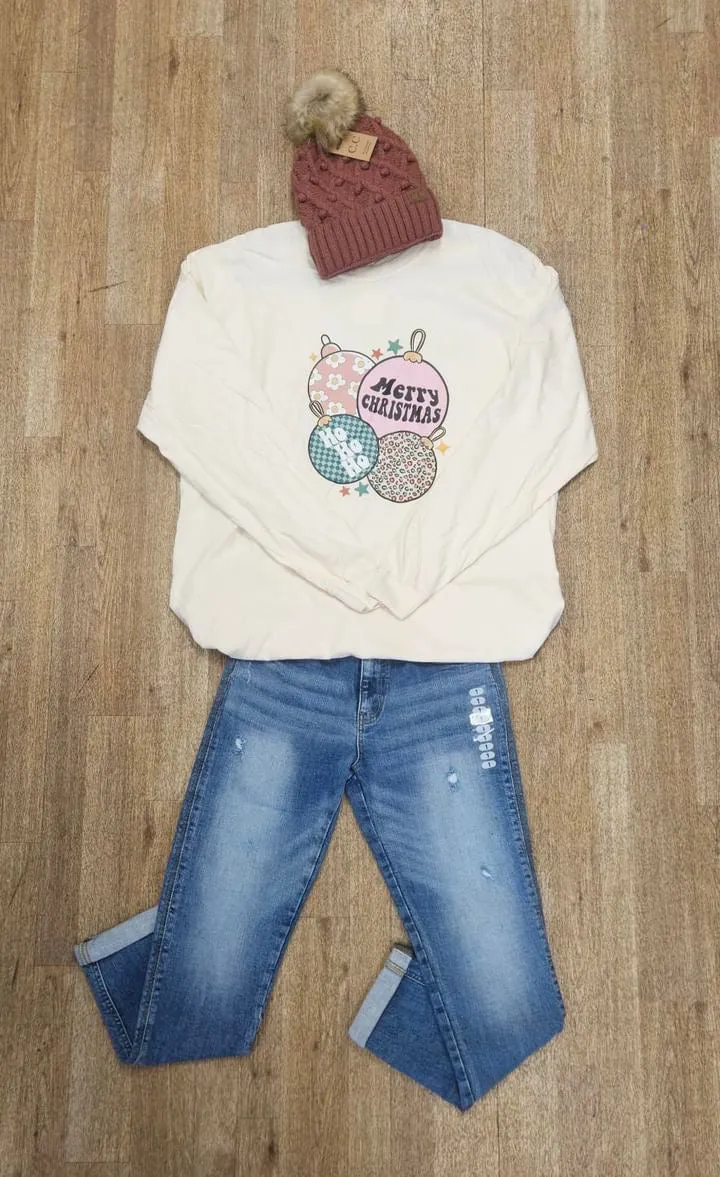 Merry Christmas Ornaments Long Sleeve Graphic Tee