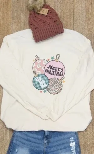 Merry Christmas Ornaments Long Sleeve Graphic Tee