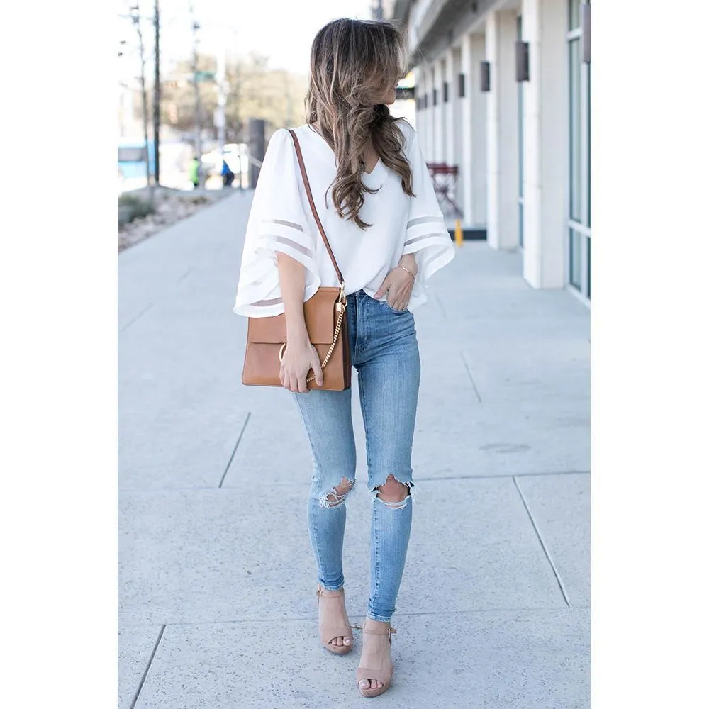 Mesh Patchwork Sleeve Shirt