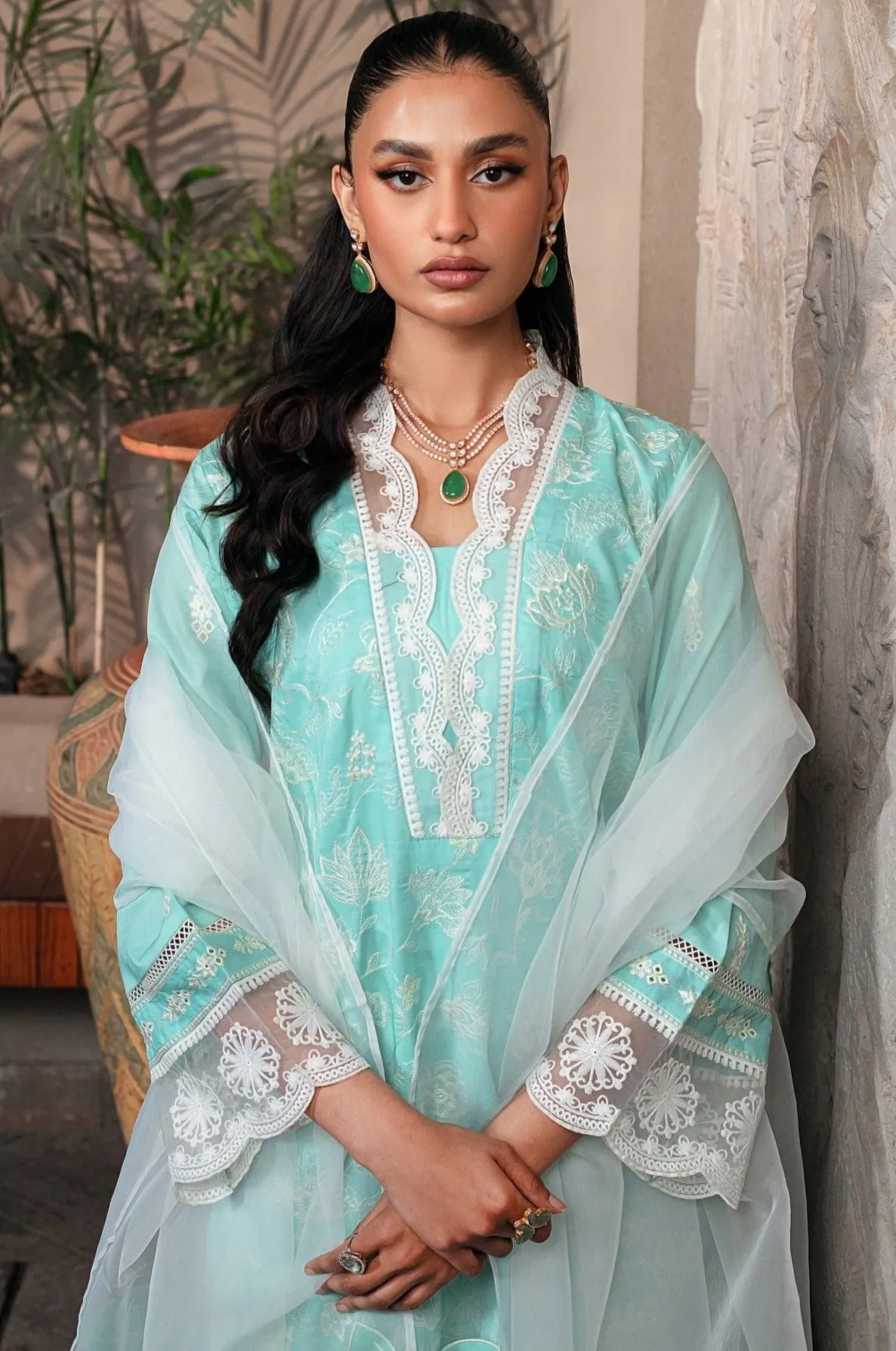 MGZ-09   3PC EMBROIDERED LAWN  STITCHED I UNSTITCHED
