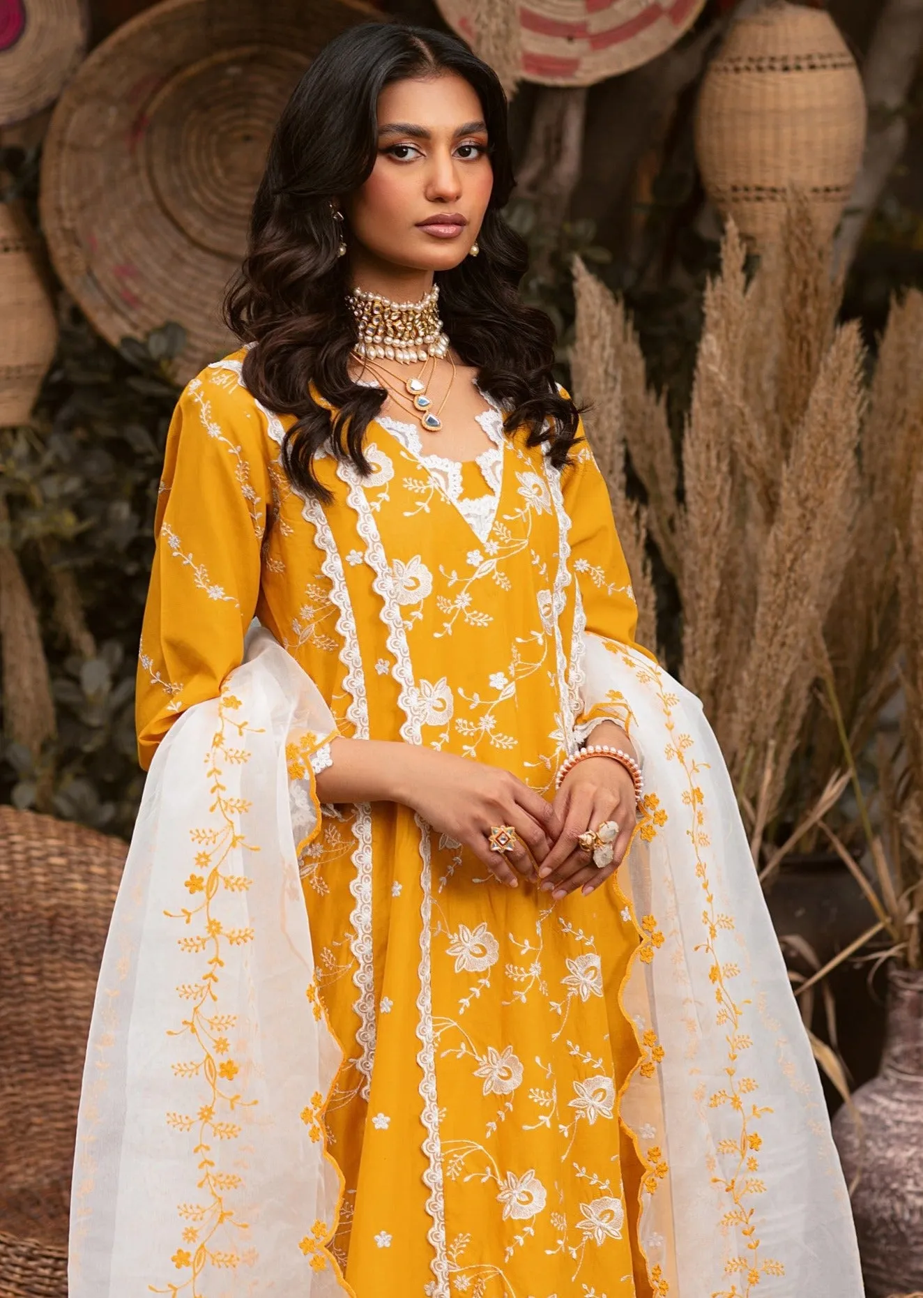 MGZ-11  3PC EMBROIDERED LAWN  STITCHED