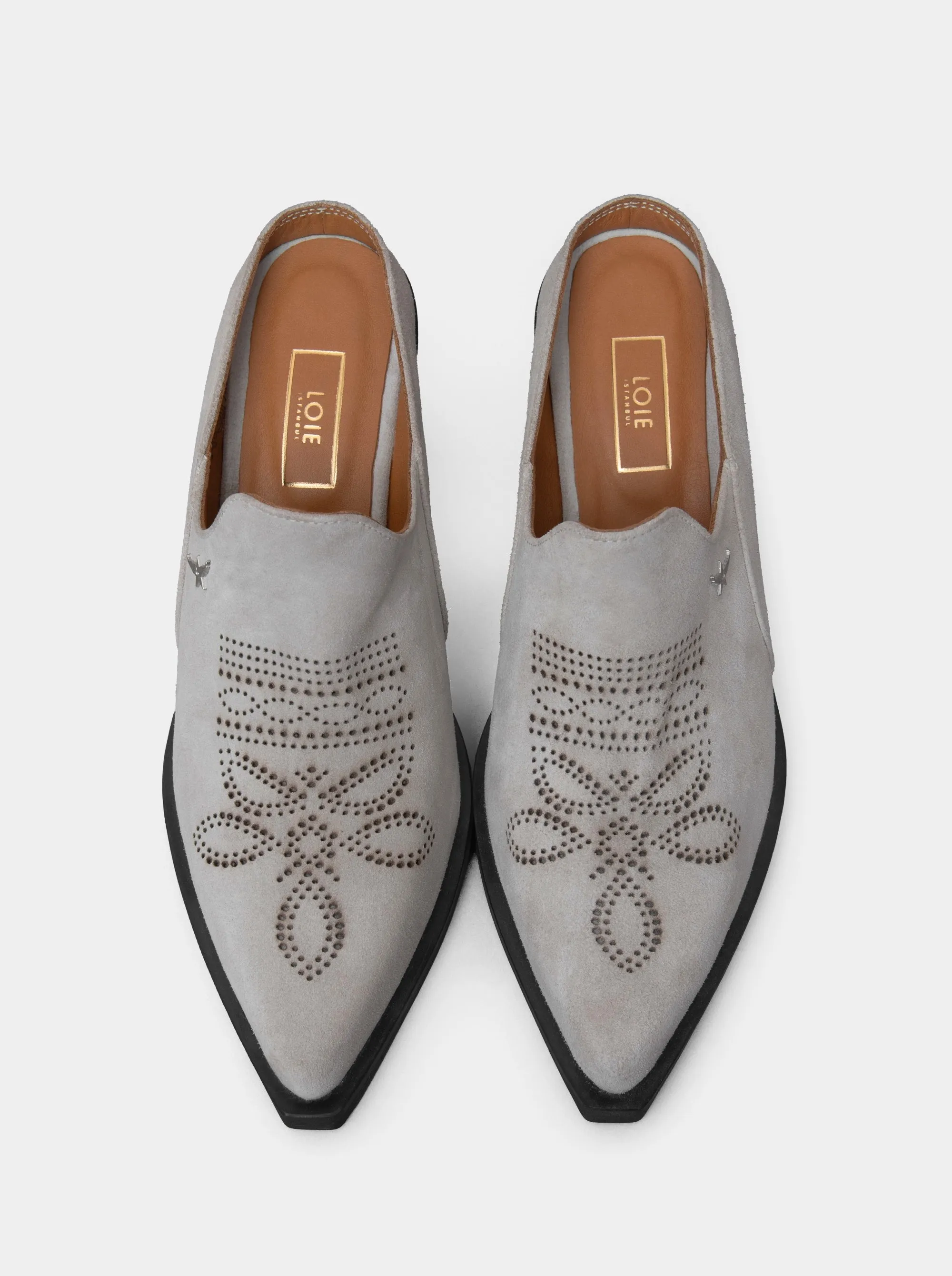 MONICA GRAY SUEDE SLIPPERS