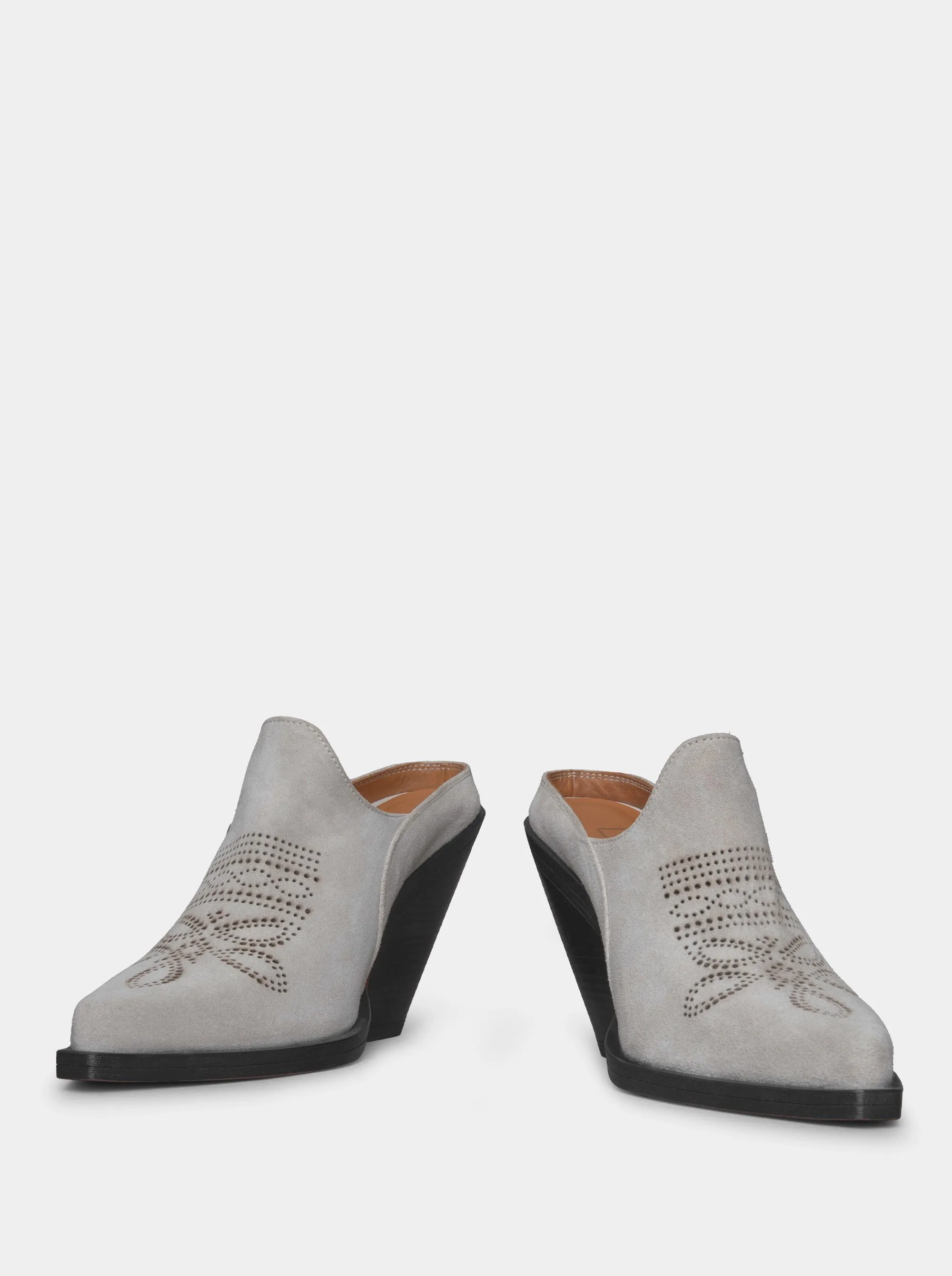 MONICA GRAY SUEDE SLIPPERS