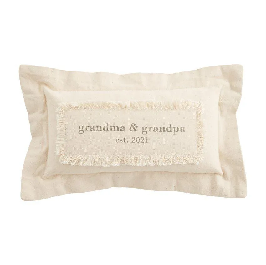Mud Pie Grandparents Est. 2021 Canvas Pillow