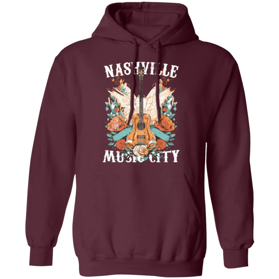 Nashville Music City Hoodie - Gildan Retro Western Graphic