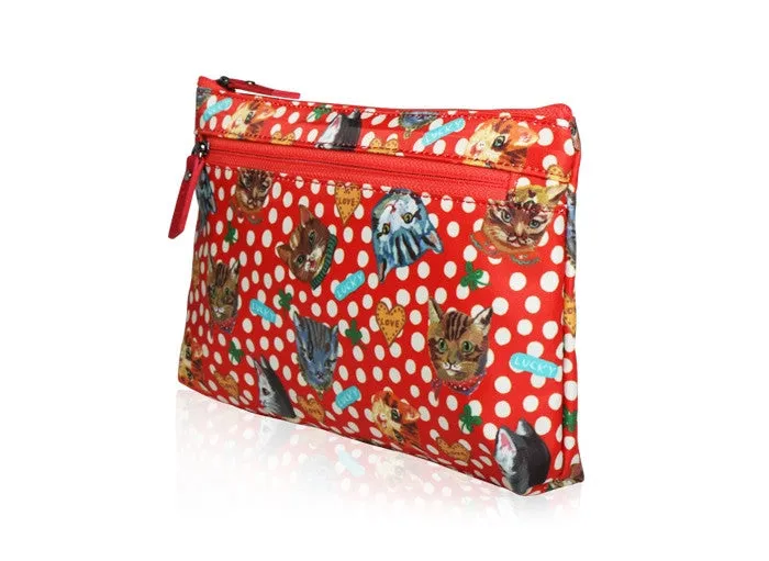 Nathalie Lete Flat Pouch - Dot and Cats Red