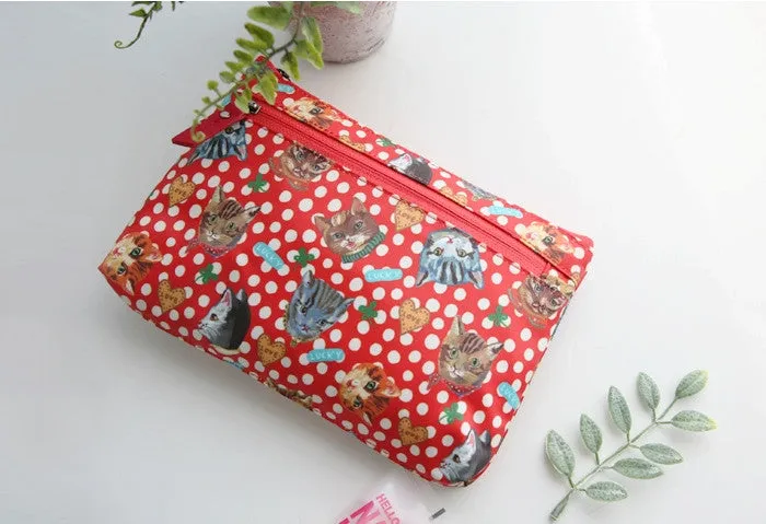Nathalie Lete Flat Pouch - Dot and Cats Red