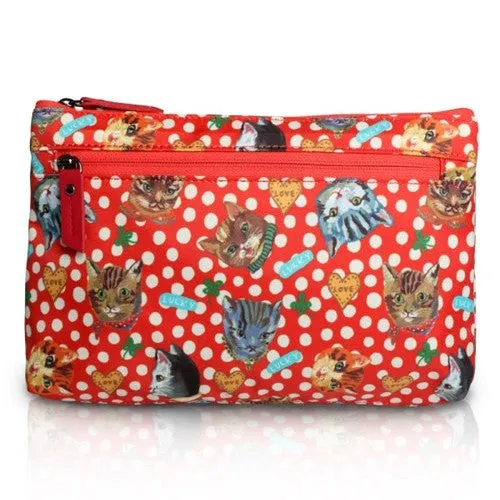 Nathalie Lete Flat Pouch - Dot and Cats Red