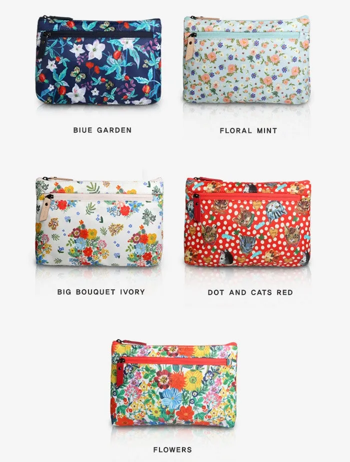 Nathalie Lete Flat Pouch - Dot and Cats Red