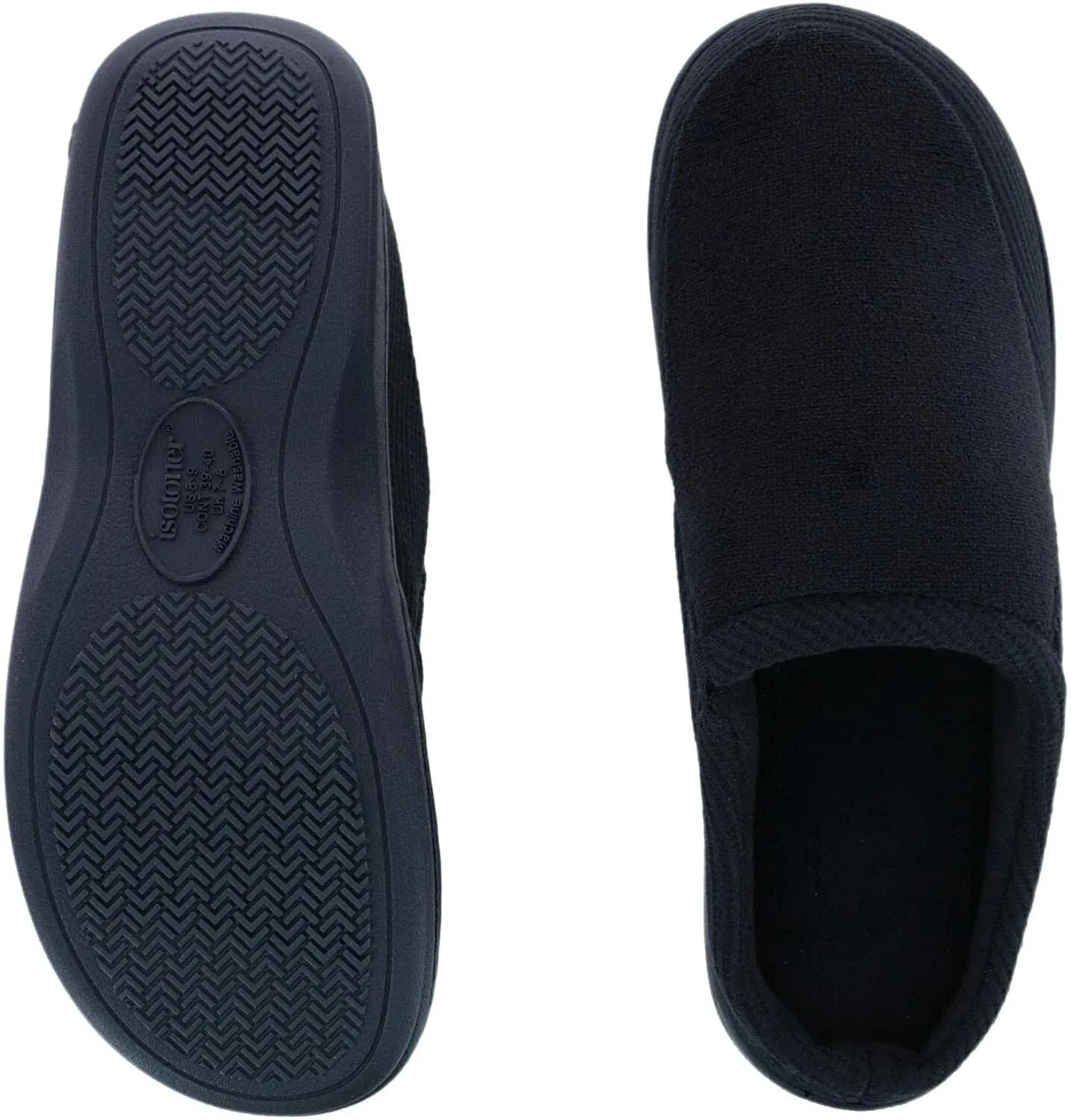 New Men's isotoner Microterry and Waffle Travis Hoodback Slippers, black, Sz XL 11-12