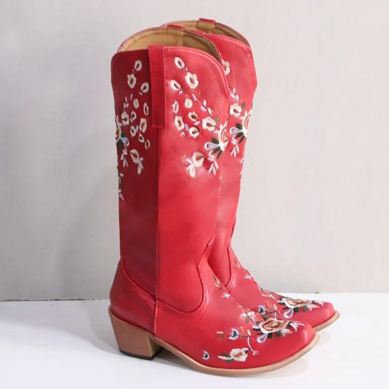New Trendy Fringe mid-calf Square Heels Women Casual Party Shoes