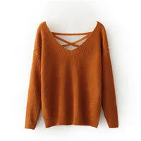 new woman Korean style back deep V tied rope long sleeves