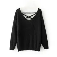 new woman Korean style back deep V tied rope long sleeves
