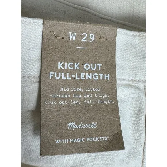 NWT Madewell Kick Out Full-Length Jeans Raw Hem Vintage Canvas Size 29