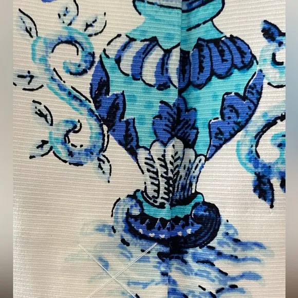 NWT Talbots Blue and White Floral Cotton Canvas Skirt Size 4P