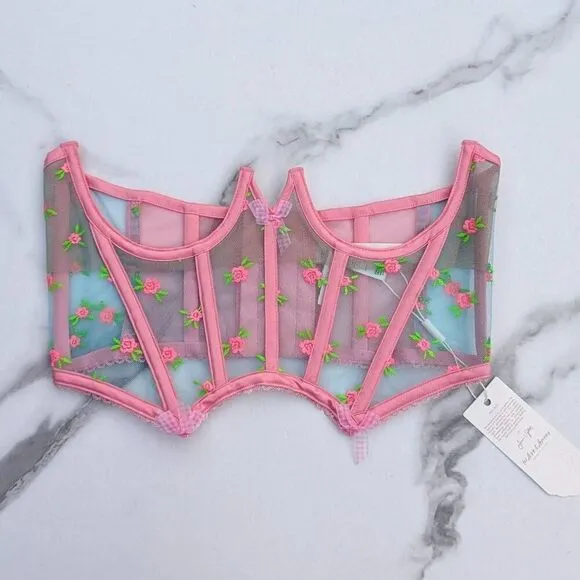 NWT  Victoria's Secret / Love &amp; Lemons &quot;Garden Party Corset&quot; Cupless Bra. Small
