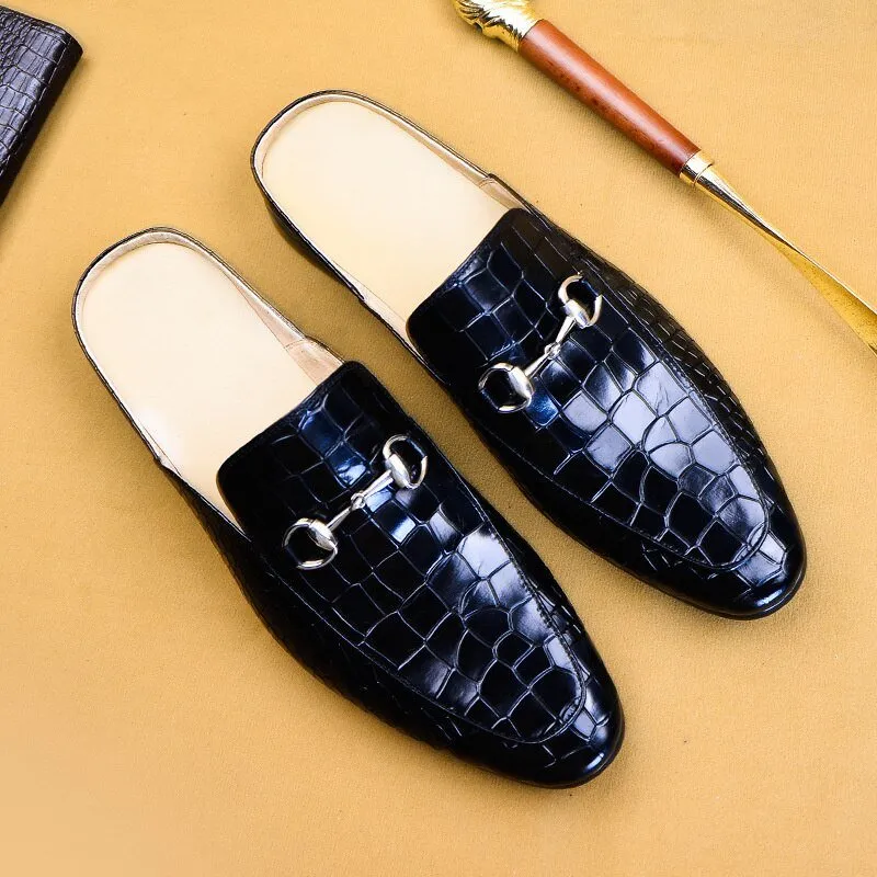 Office Genuine Crocodile Men Slippers