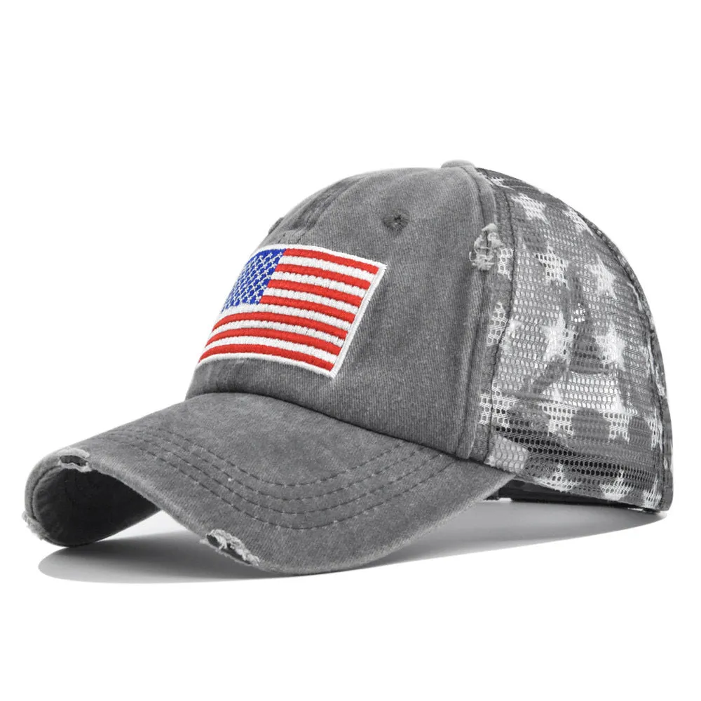 OLD EMBROIDERED MESH FIVE-POINTED STAR BASEBALL CAP