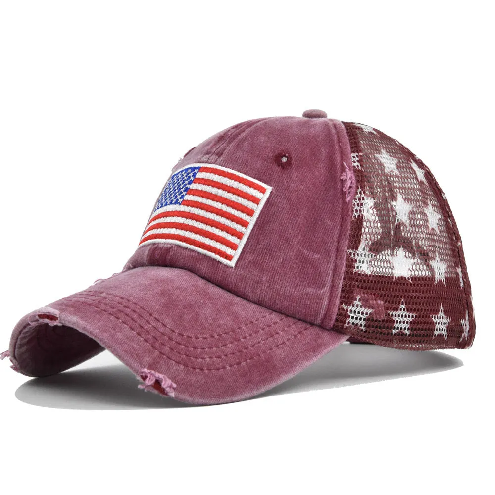 OLD EMBROIDERED MESH FIVE-POINTED STAR BASEBALL CAP