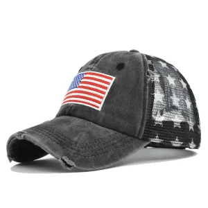 OLD EMBROIDERED MESH FIVE-POINTED STAR BASEBALL CAP