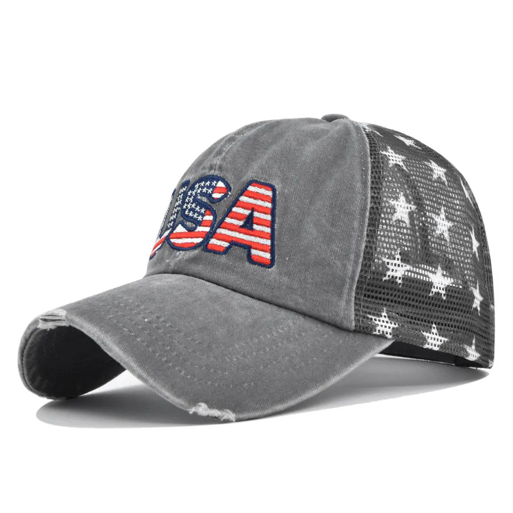 OLD EMBROIDERED MESH FIVE-POINTED STAR BASEBALL CAP