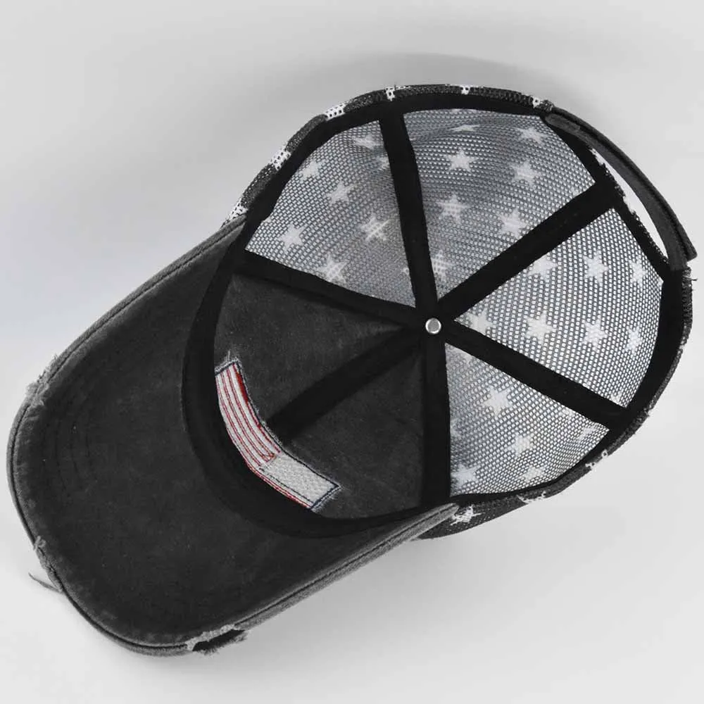 OLD EMBROIDERED MESH FIVE-POINTED STAR BASEBALL CAP
