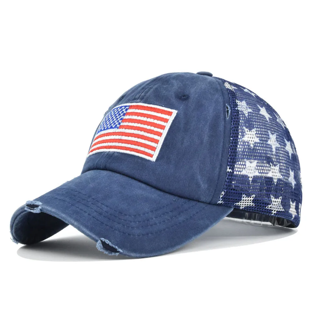 OLD EMBROIDERED MESH FIVE-POINTED STAR BASEBALL CAP