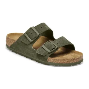 Olive Green Suede Leather Ease Comfort Slippers with Buckle - Slippers
