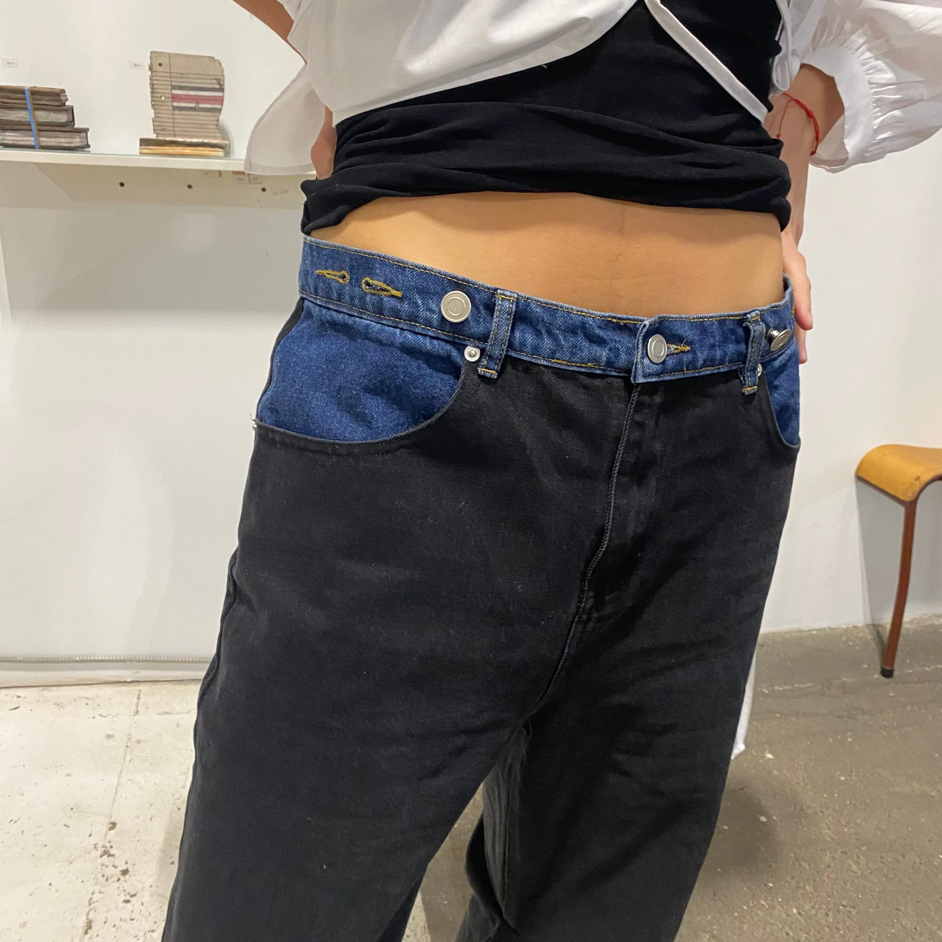 Ollie Denim in Black   Dark Wash