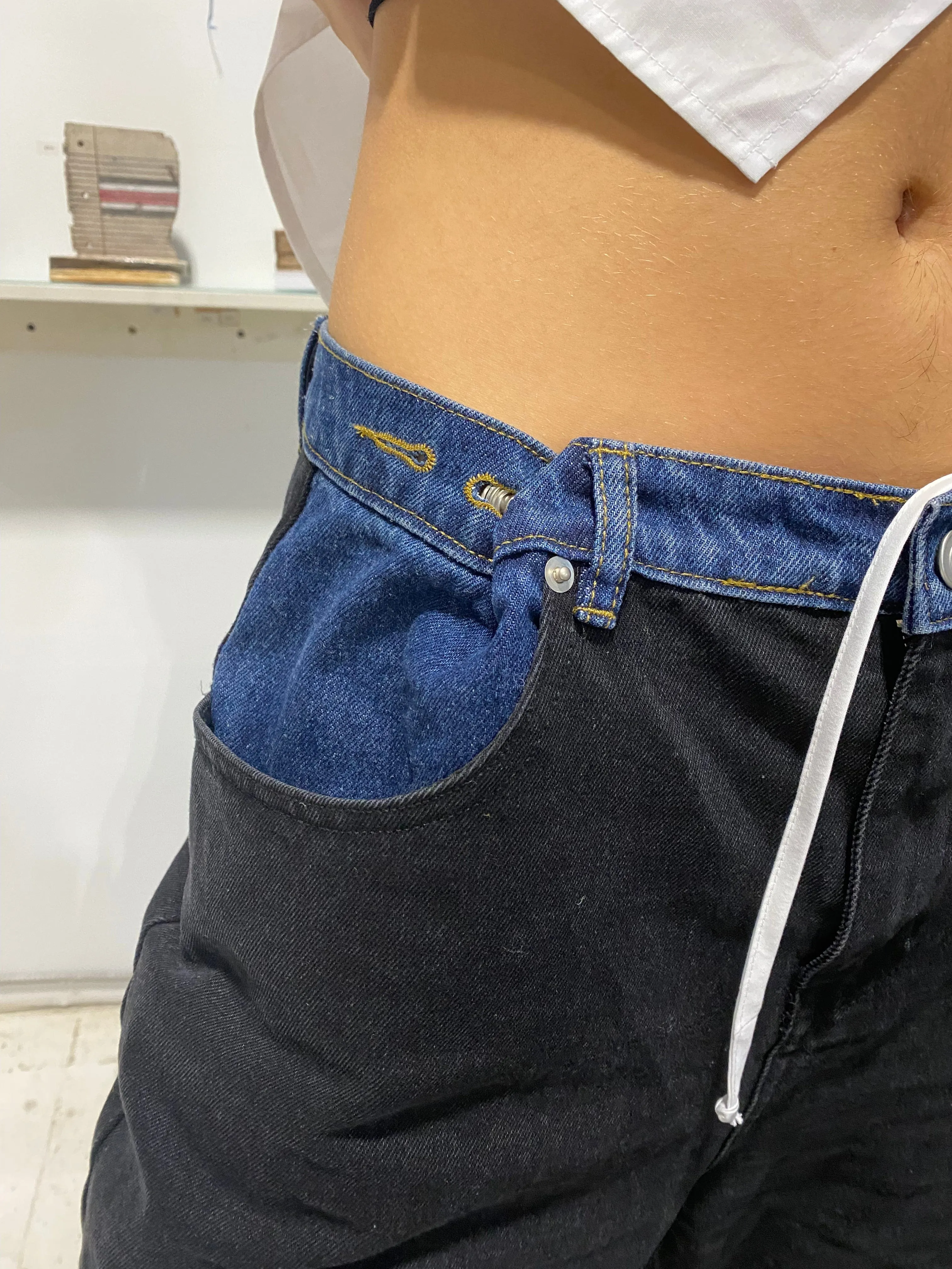 Ollie Denim in Black   Dark Wash