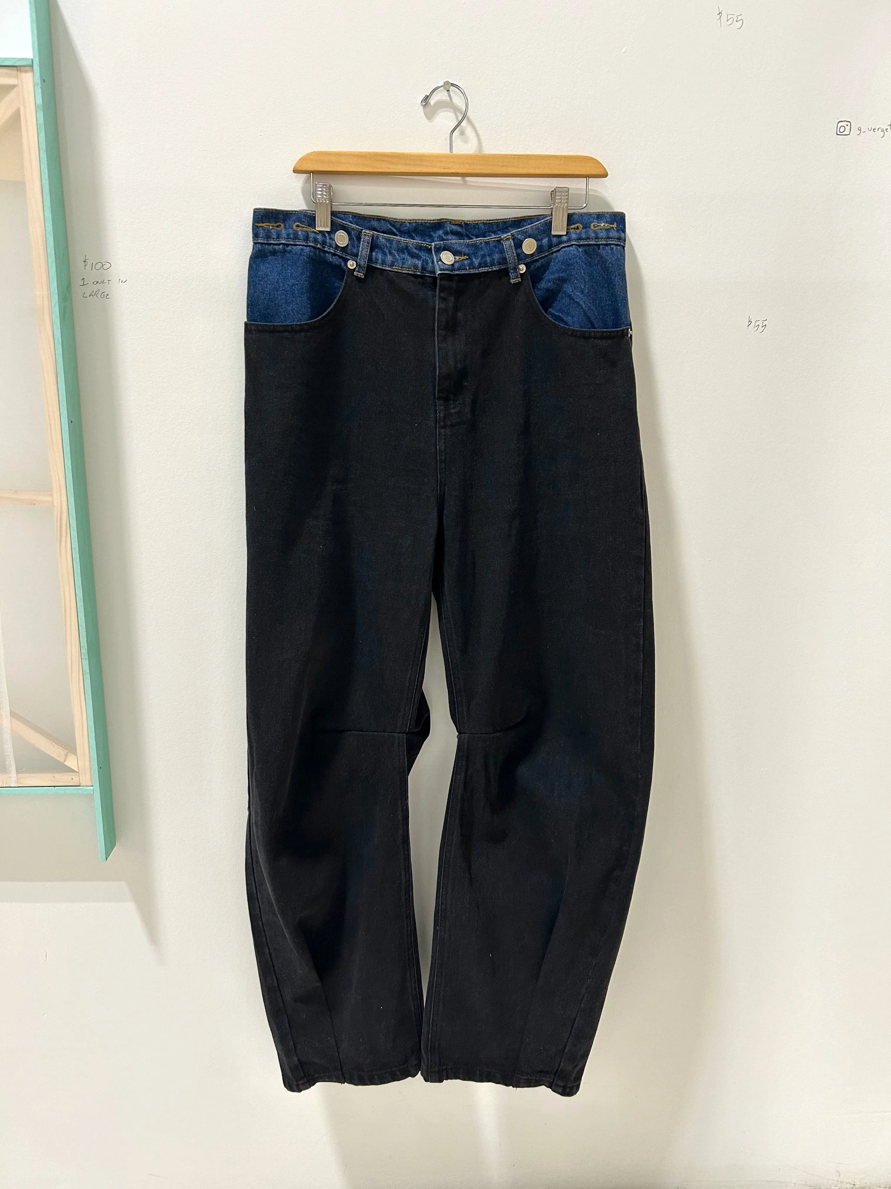 Ollie Denim in Black   Dark Wash
